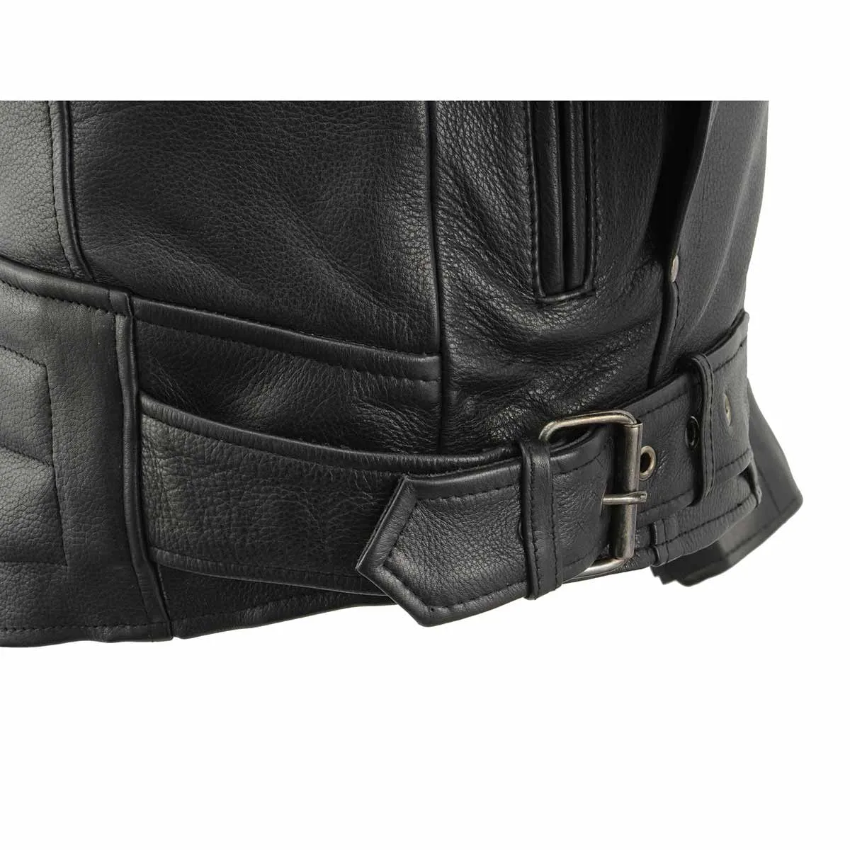 Milwaukee Leather MLM1570 Men’s Black Premium Cowhide Leather Utility Pocket Motorcycle Jacket