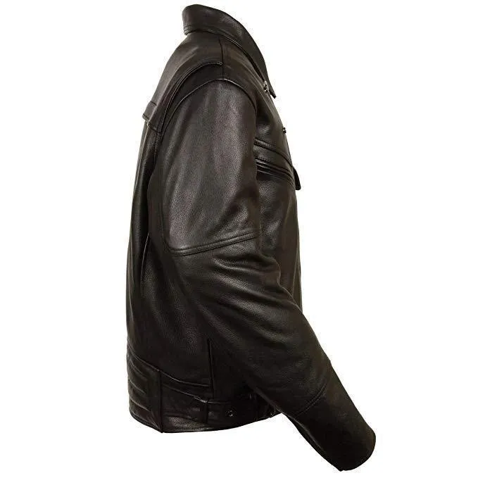 Milwaukee Leather MLM1570 Men’s Black Premium Cowhide Leather Utility Pocket Motorcycle Jacket