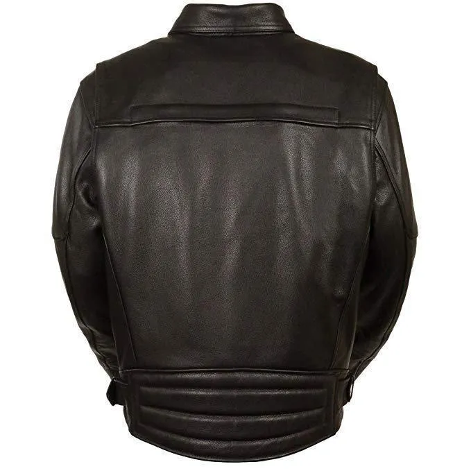 Milwaukee Leather MLM1570 Men’s Black Premium Cowhide Leather Utility Pocket Motorcycle Jacket