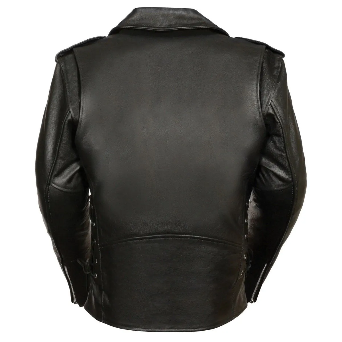 Milwaukee Leather SH1011TALL Black Classic Brando Motorcycle Jacket for Men Made of Cowhide Leather w/ Side Lacing