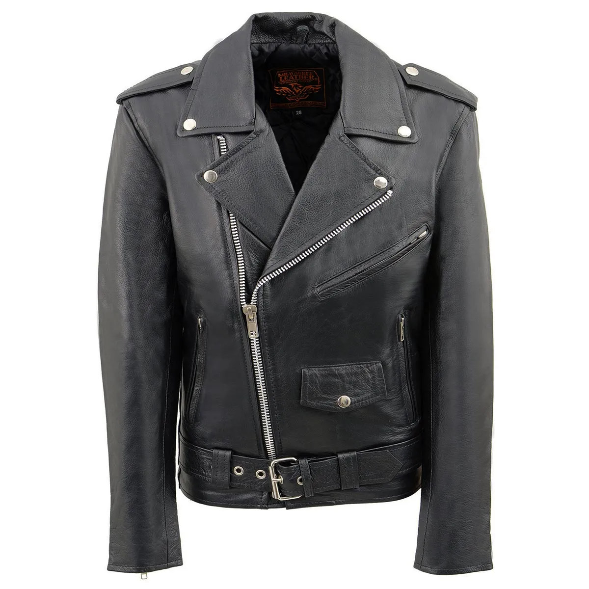 Milwaukee Leather Youth Size Classic Style Black Police Biker Leather