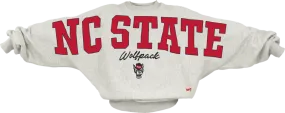 NC State Wolfpack Women's Athletic Heather Grey Flannigan Dolman Oversized Crewneck