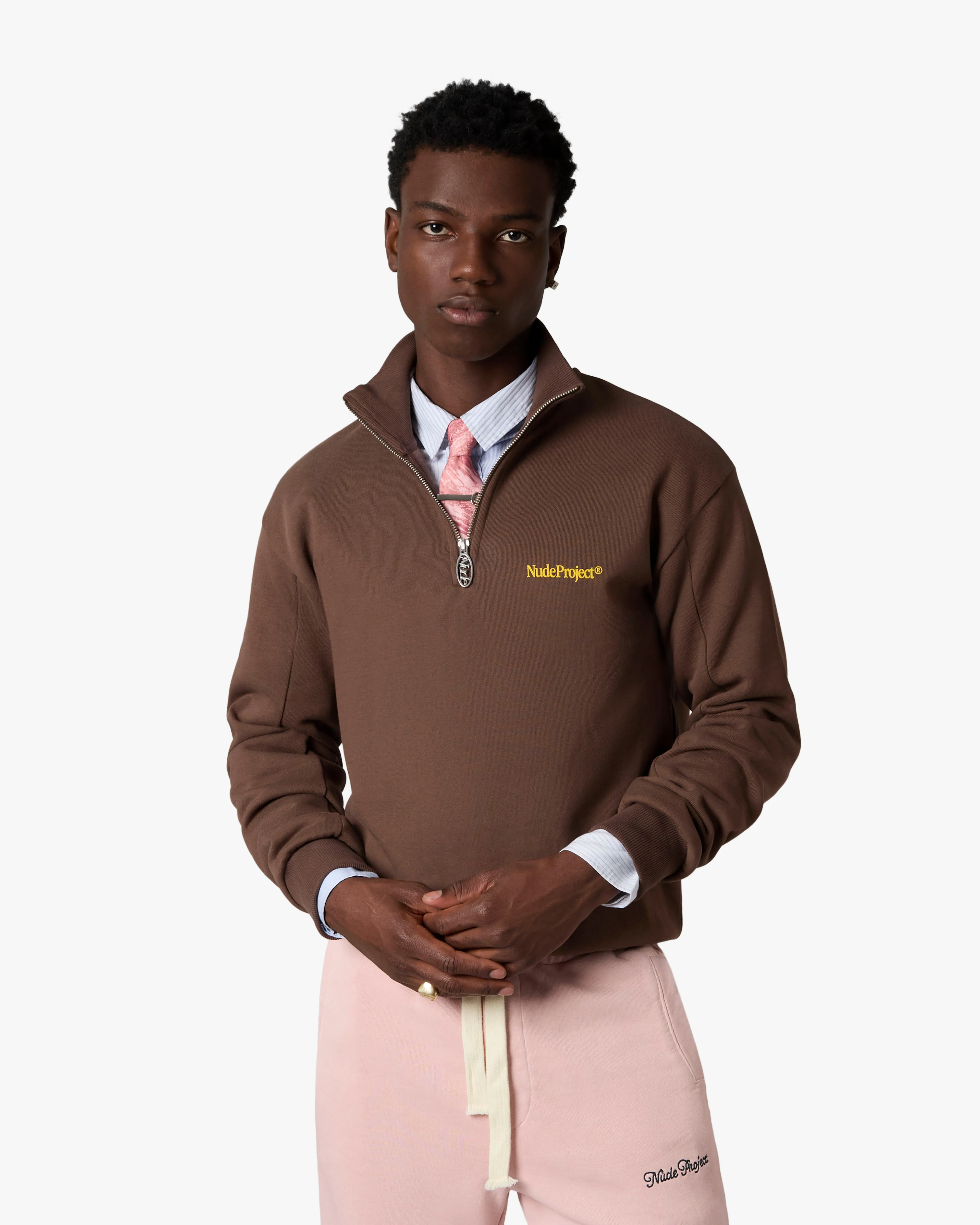 ORIGINS QUARTER ZIP BROWN