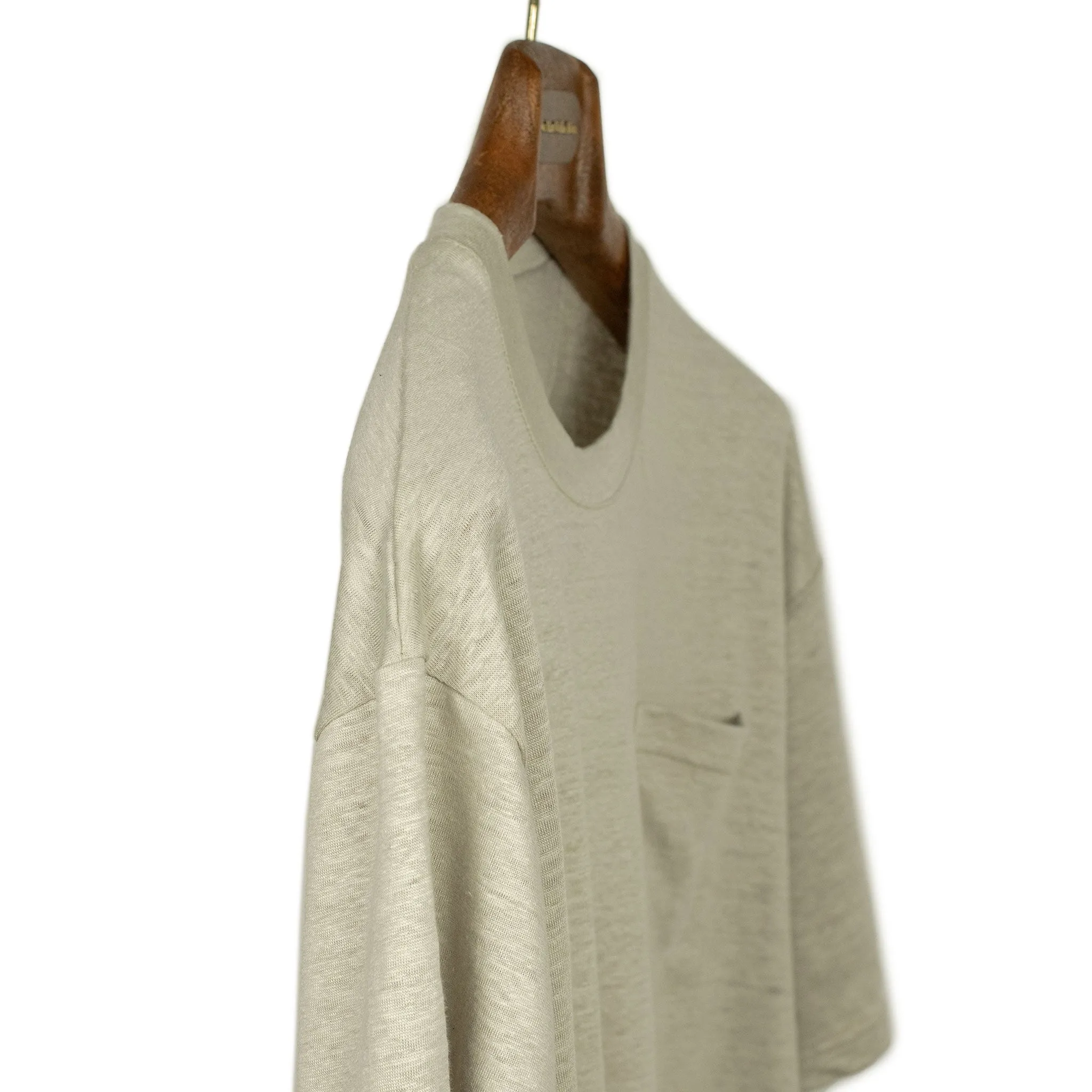 Oversized pocket tee in oatmeal French linen jersey (restock)