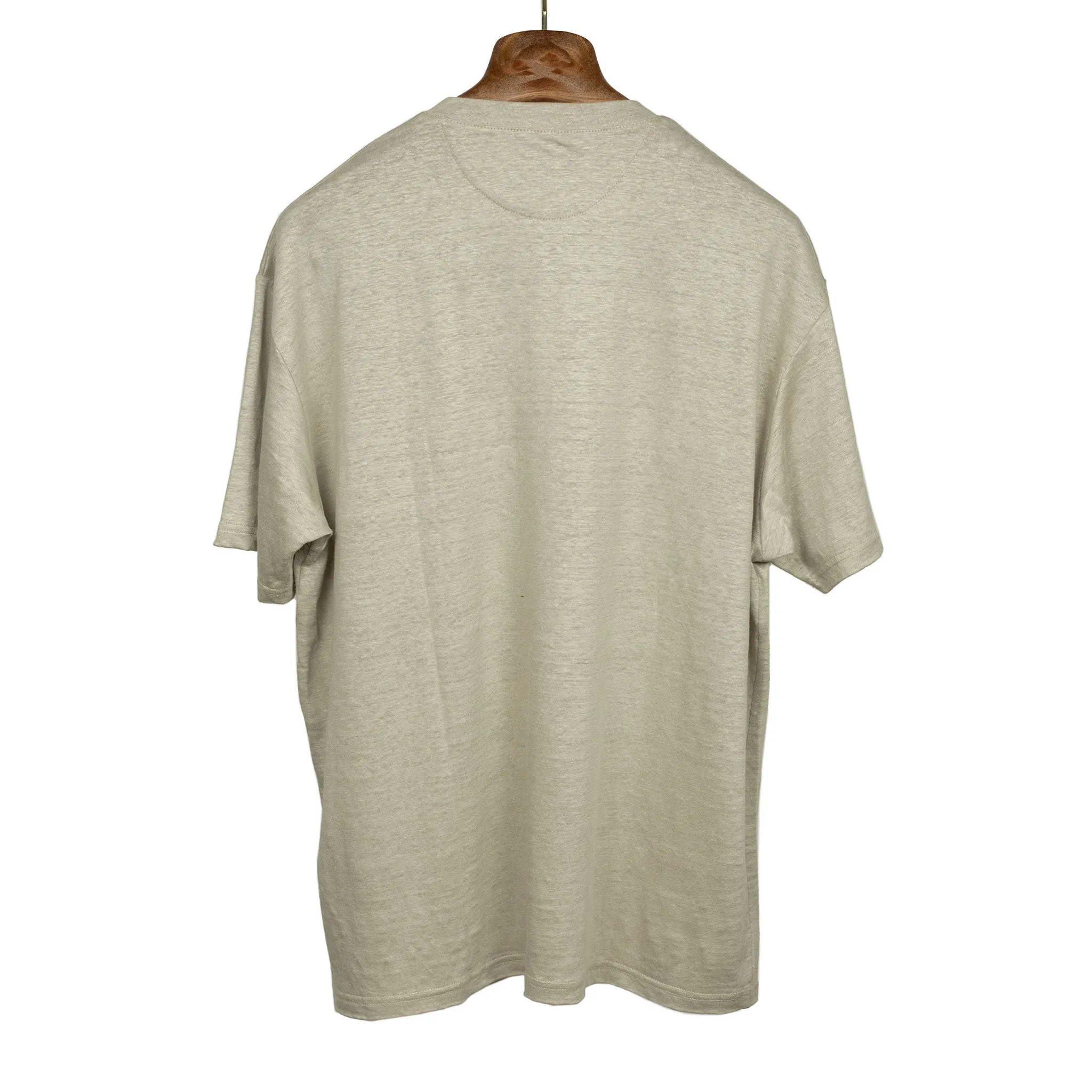 Oversized pocket tee in oatmeal French linen jersey (restock)