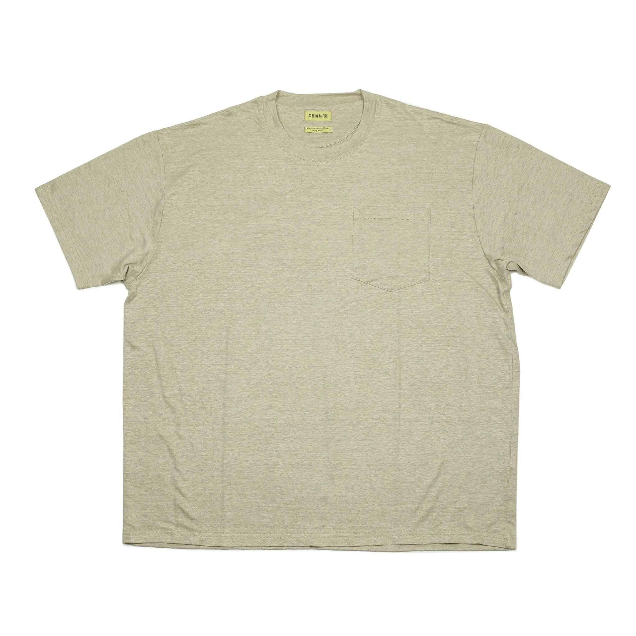 Oversized pocket tee in oatmeal French linen jersey (restock)