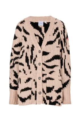 Pale Peach with Black Zebra Chunky Rib Cardigan