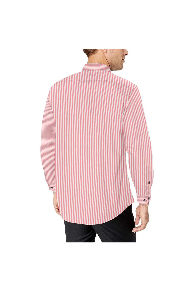 Pink Pinstripes Men's All Over Print Casual Dress Shirt