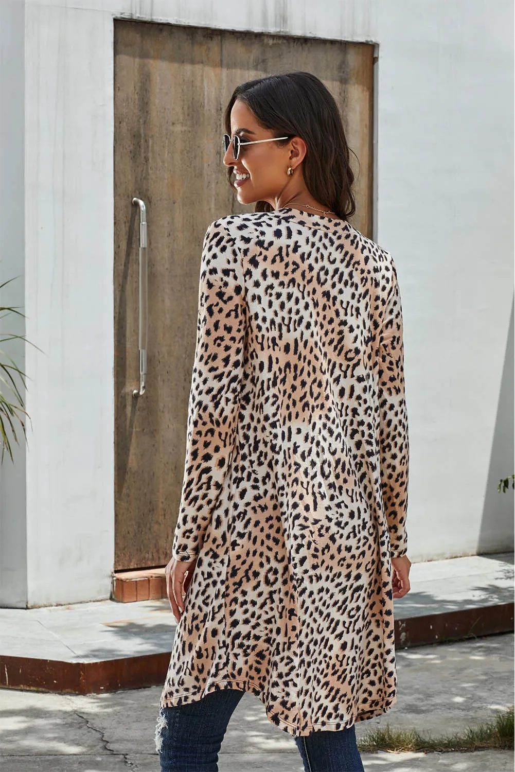 Printed Open Front Longline Cardigan