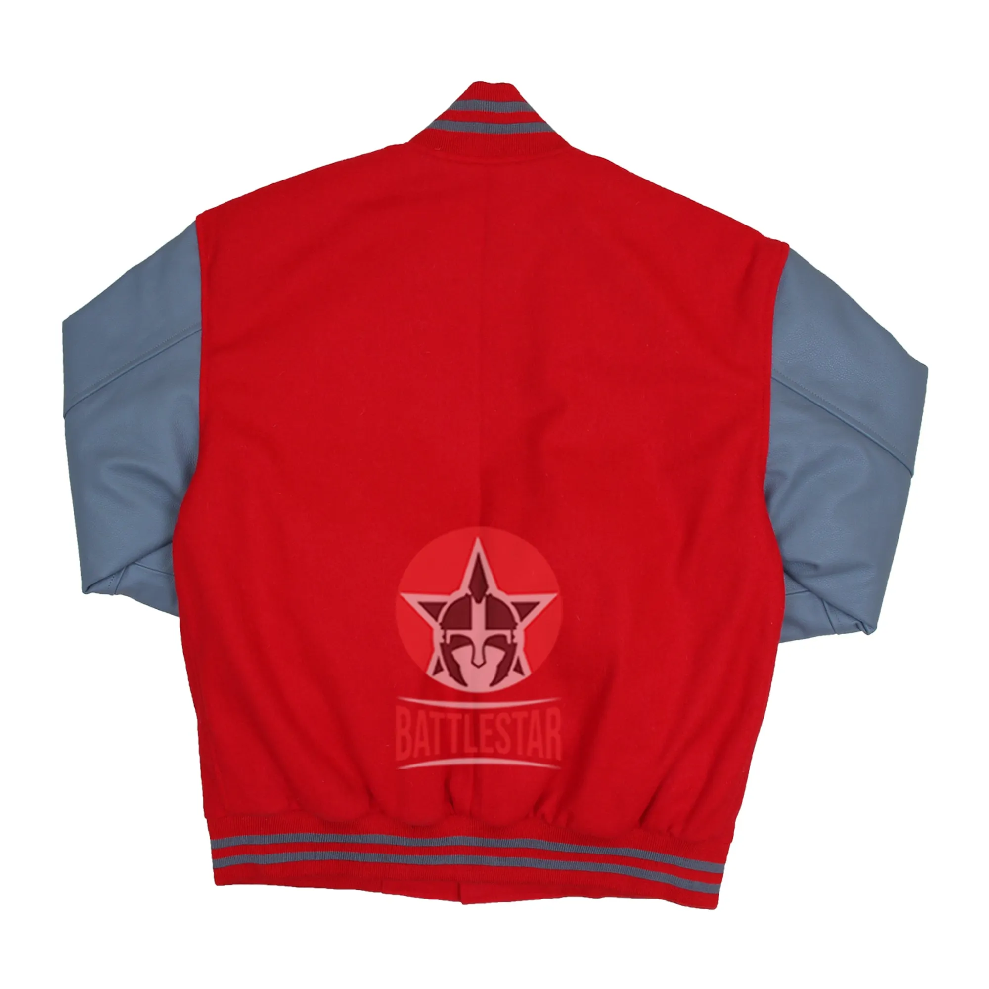 Red Wool Gray Leather Sleeves Varsity Baseball Jacket