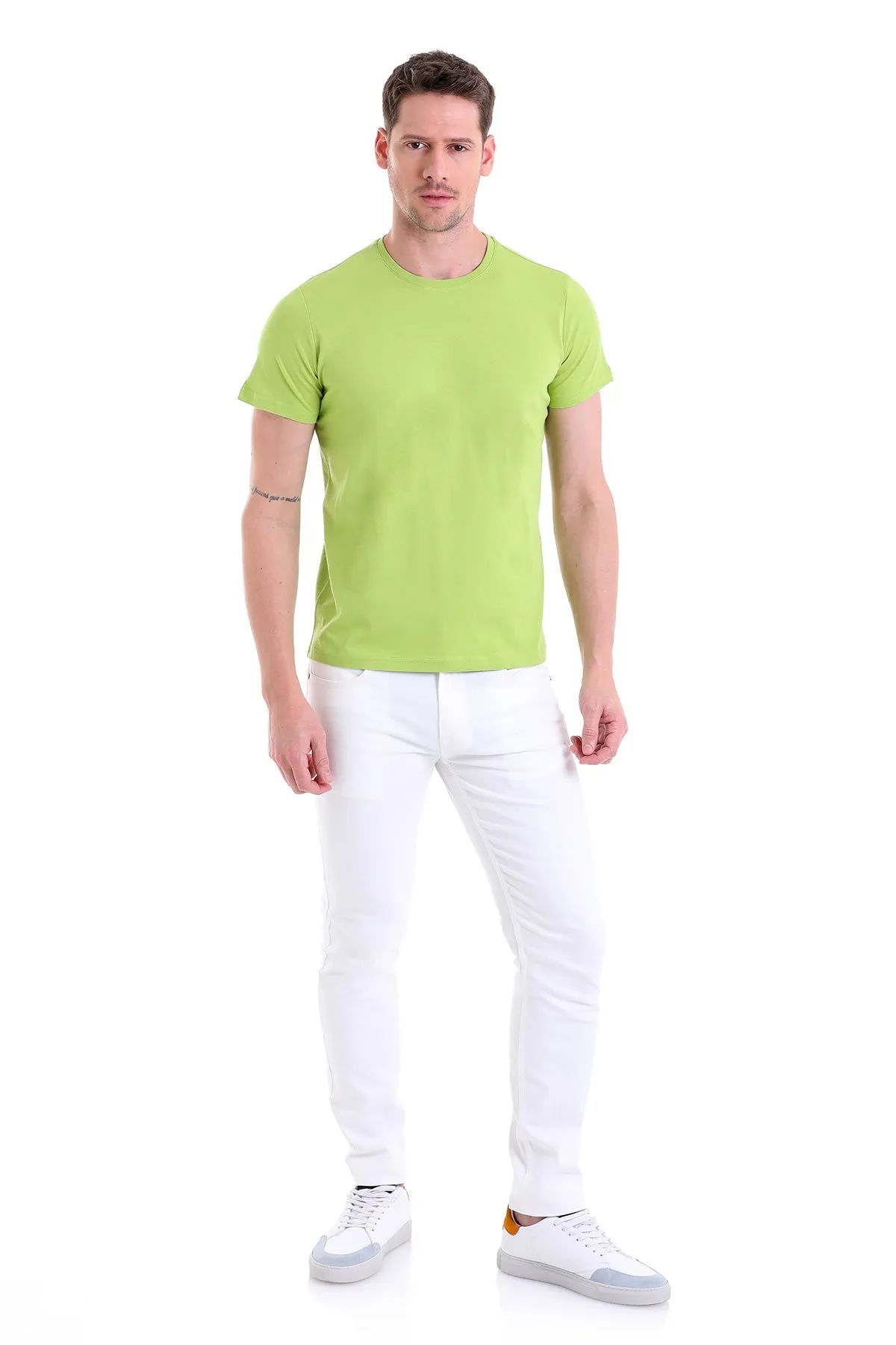 Regular Fit Kiwi Basic Cotton Crew Neck T-Shirt