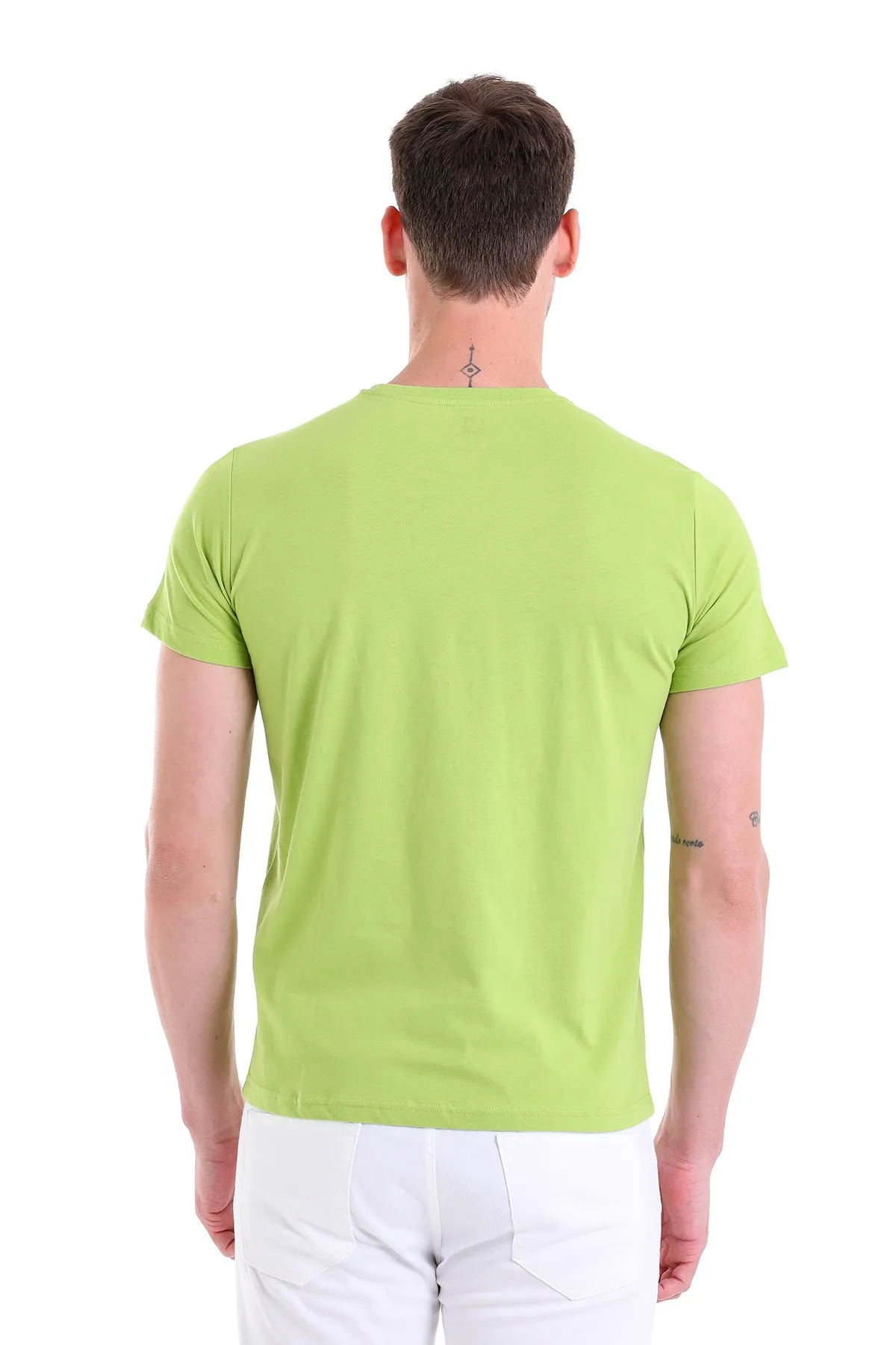 Regular Fit Kiwi Basic Cotton Crew Neck T-Shirt