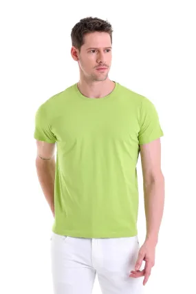 Regular Fit Kiwi Basic Cotton Crew Neck T-Shirt