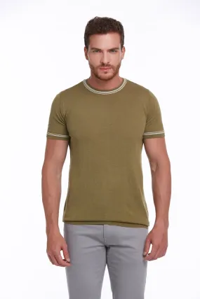 Regular Fit Olive Basic Crew Neck T-Shirt