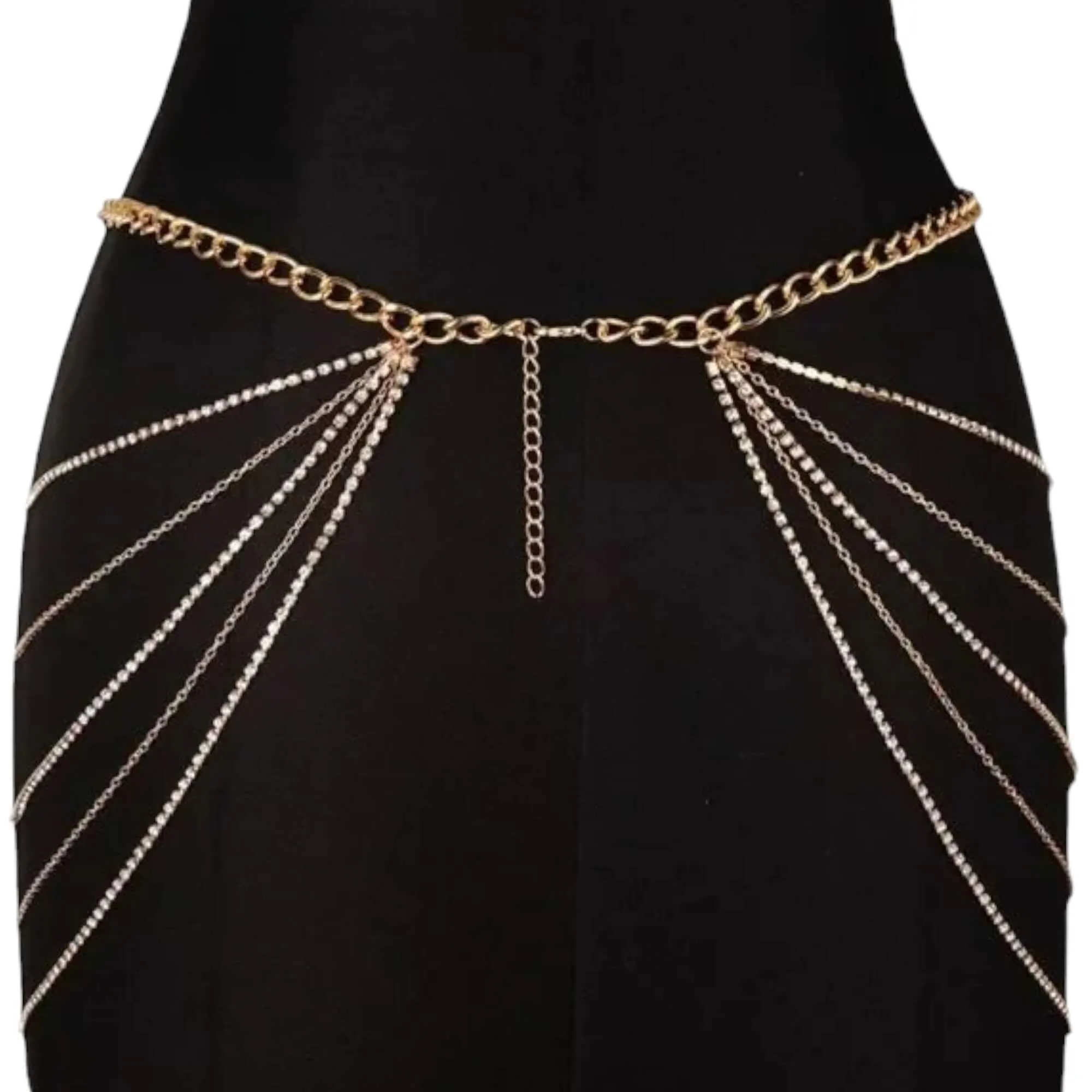 Rhinestone Waist Gold Body Chain Belt