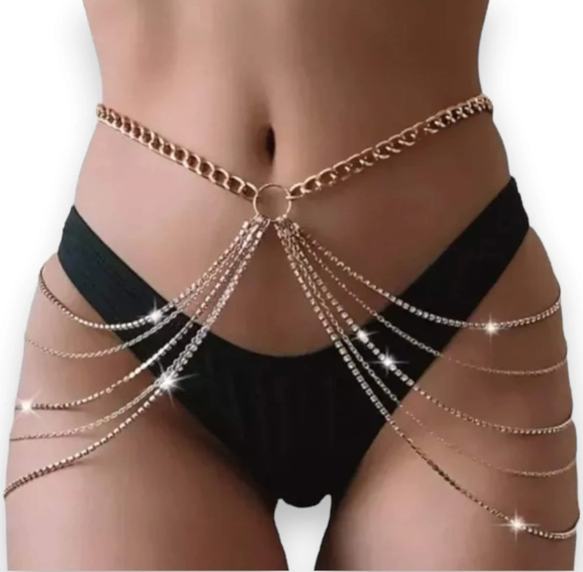 Rhinestone Waist Gold Body Chain Belt