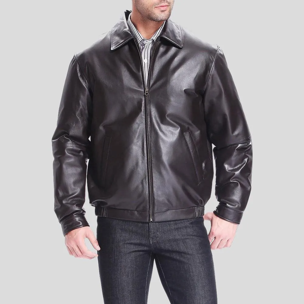 Shaw Black Bomber Leather Jacket