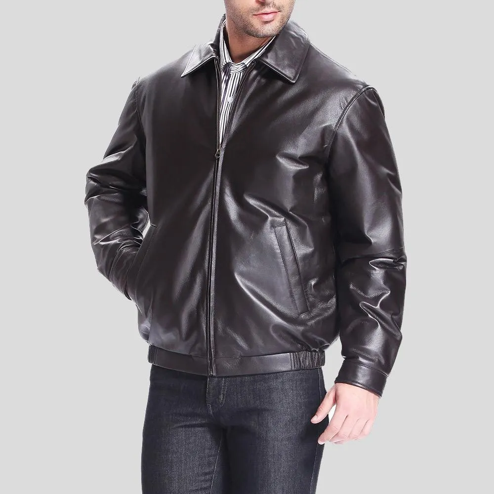 Shaw Black Bomber Leather Jacket