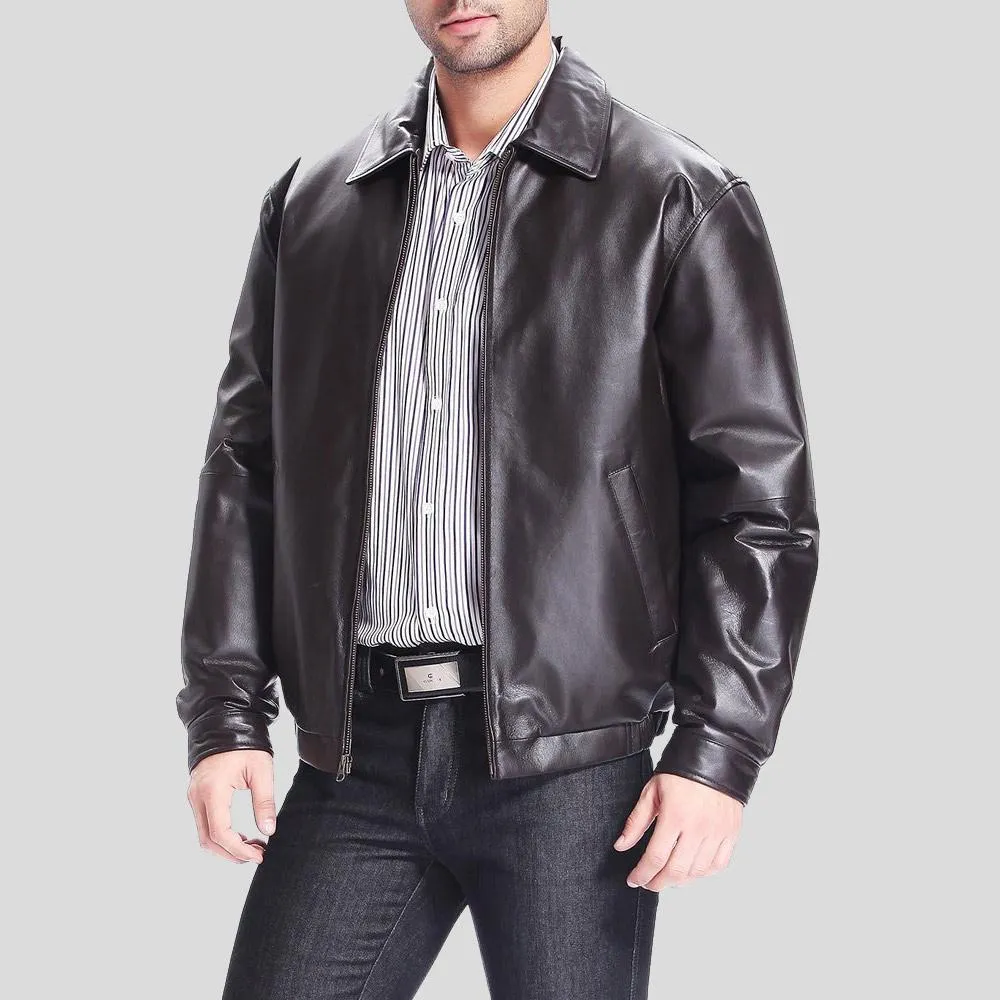 Shaw Black Bomber Leather Jacket