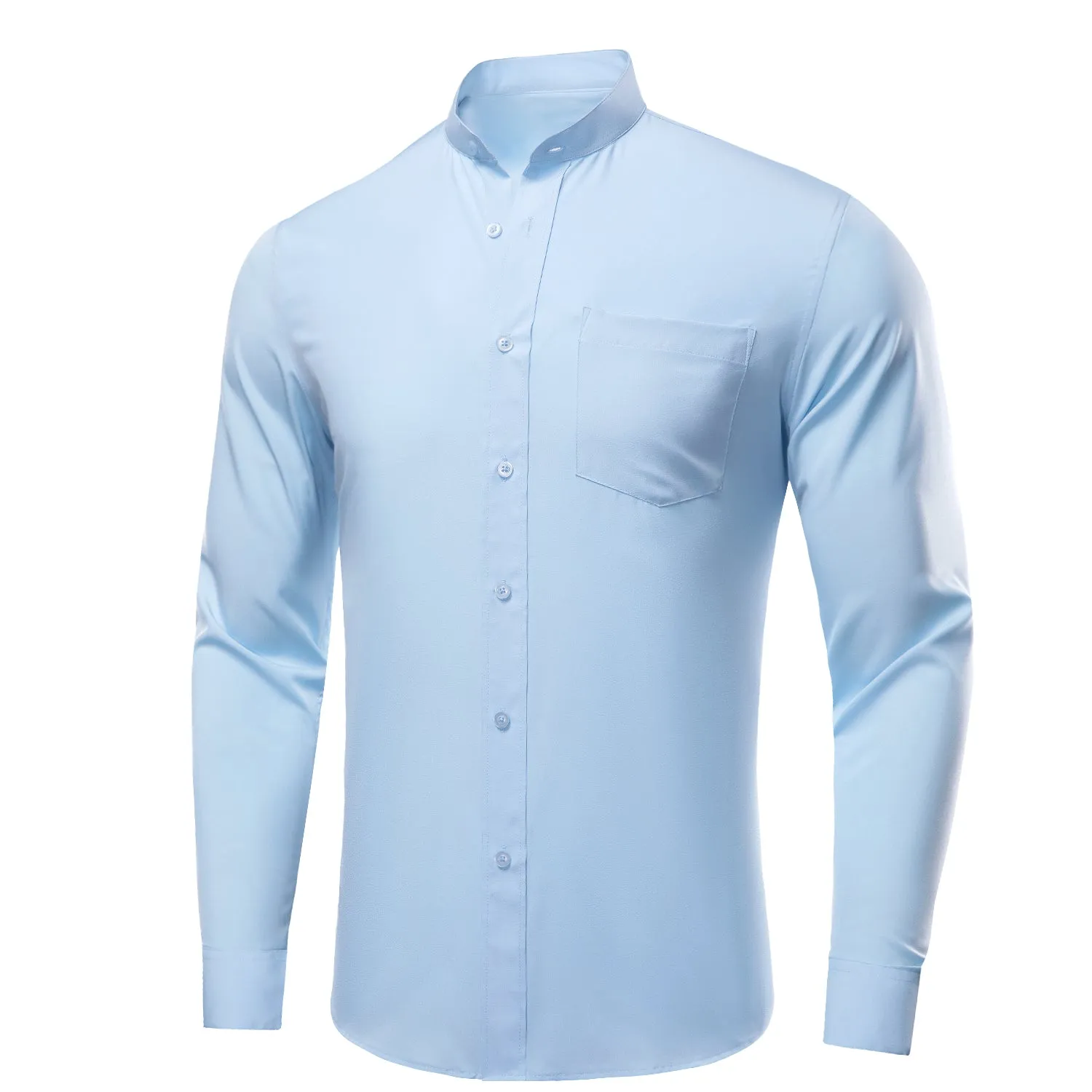 Sky Blue Solid Men's Long Sleeve Dress Shirt