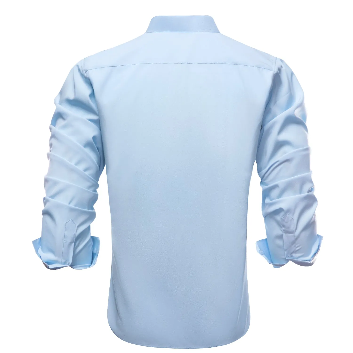 Sky Blue Solid Men's Long Sleeve Dress Shirt