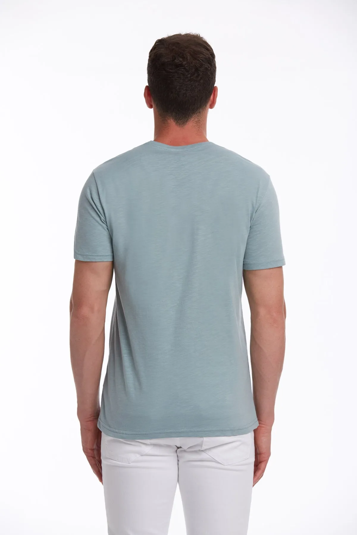 Slim Fit Basic Cotton Mint Crew Neck T-Shirt