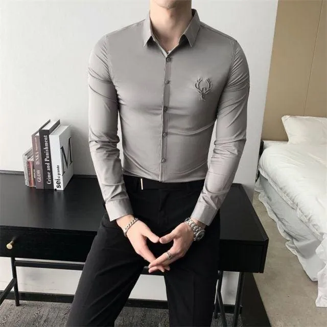 Solid Formal Mens Casual Shirt Slim Fit