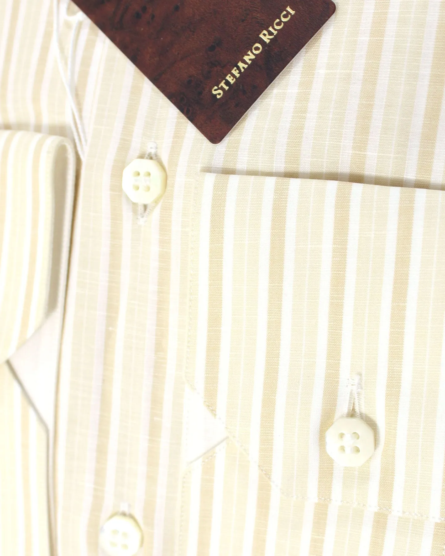 Stefano Ricci Dress Shirt Beige Striped Design 43 - 17 SALE