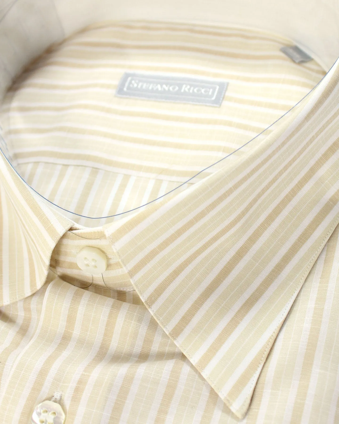 Stefano Ricci Dress Shirt Beige Striped Design 43 - 17 SALE