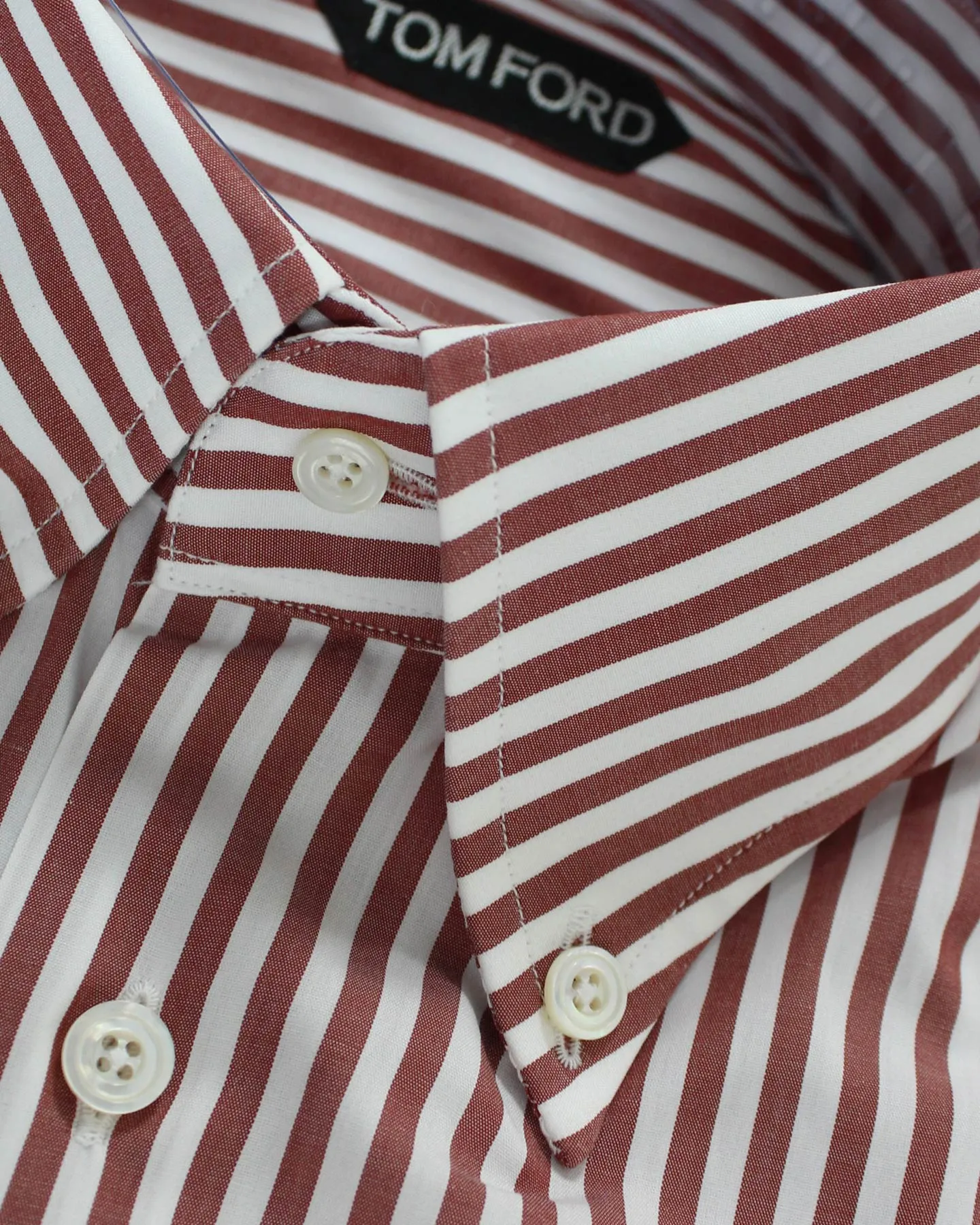 Tom Ford Button-Down Shirt White Maroon Stripes 39 - 15 1/2 SALE