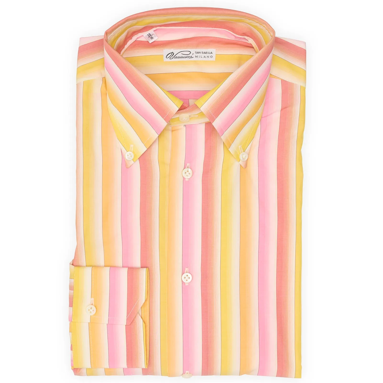 VANNUCCI Milano Multicolor Striped Button Down Dress Shirt EU 38 NEW US 15