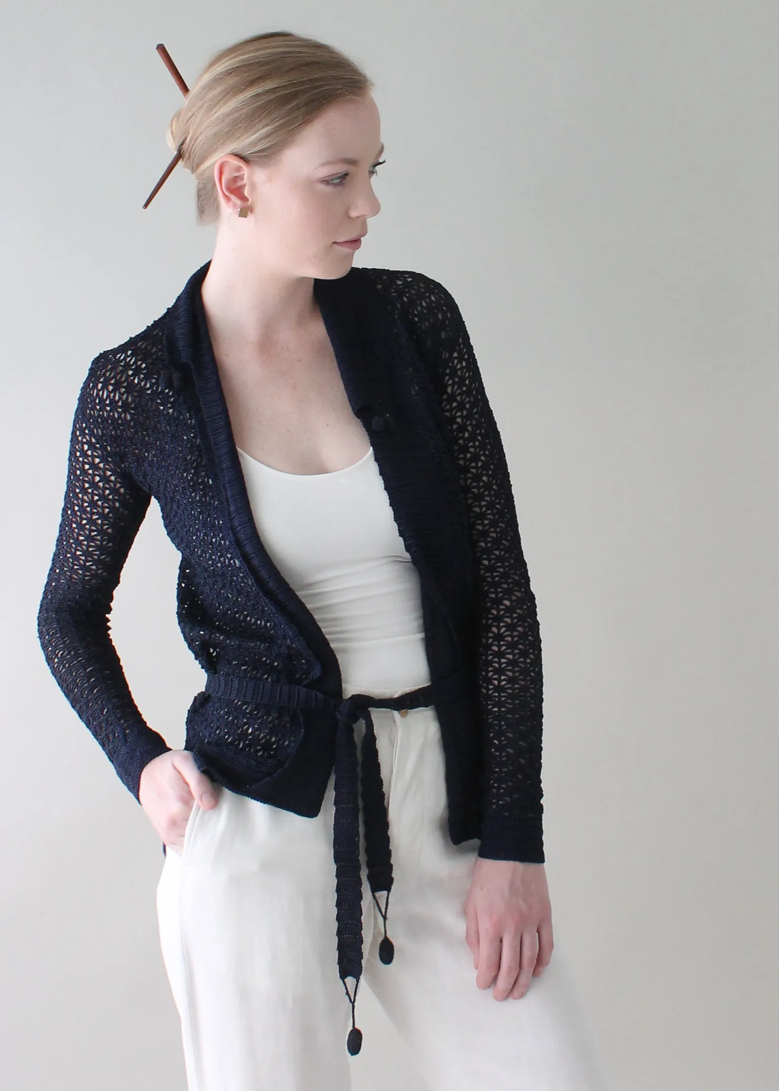 Vintage 1920s Belted Knit Cardigan