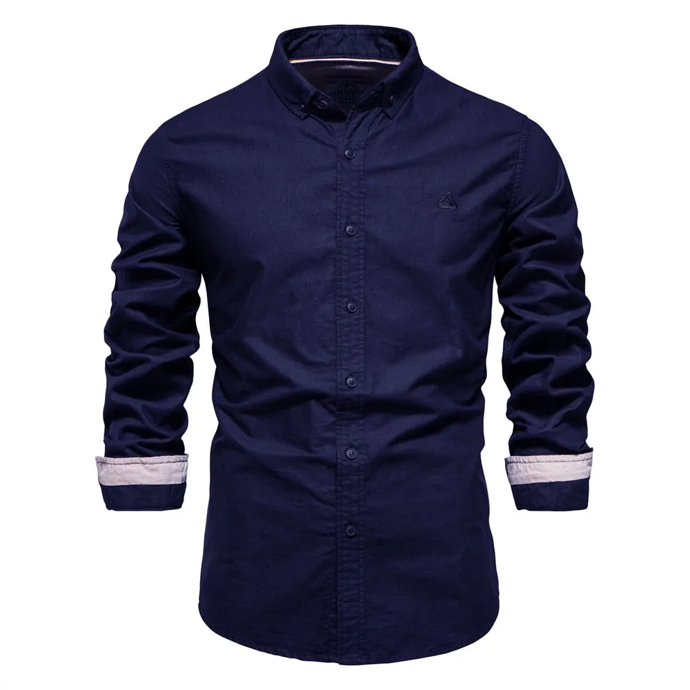 West Louis™ Brand Cotton Business Casual Oxford Dress Shirt