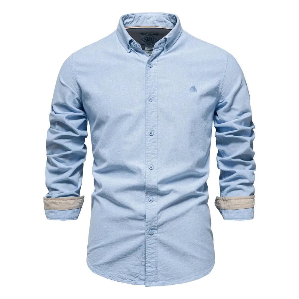 West Louis™ Brand Cotton Business Casual Oxford Dress Shirt