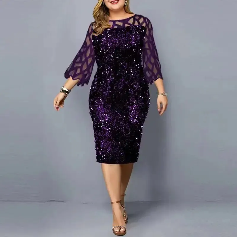 Women fashion plus size sequin party   formal  dress