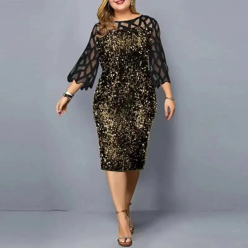 Women fashion plus size sequin party   formal  dress