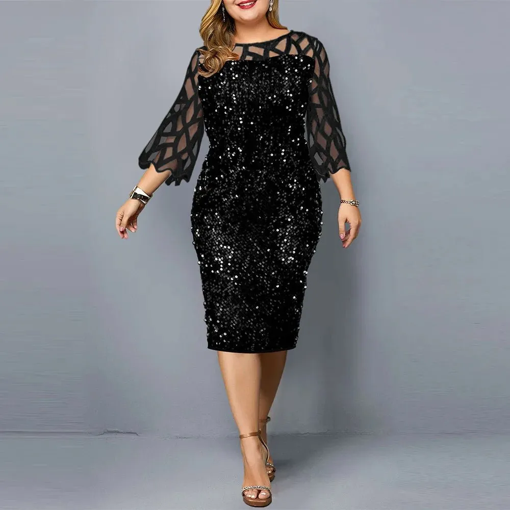 Women fashion plus size sequin party   formal  dress