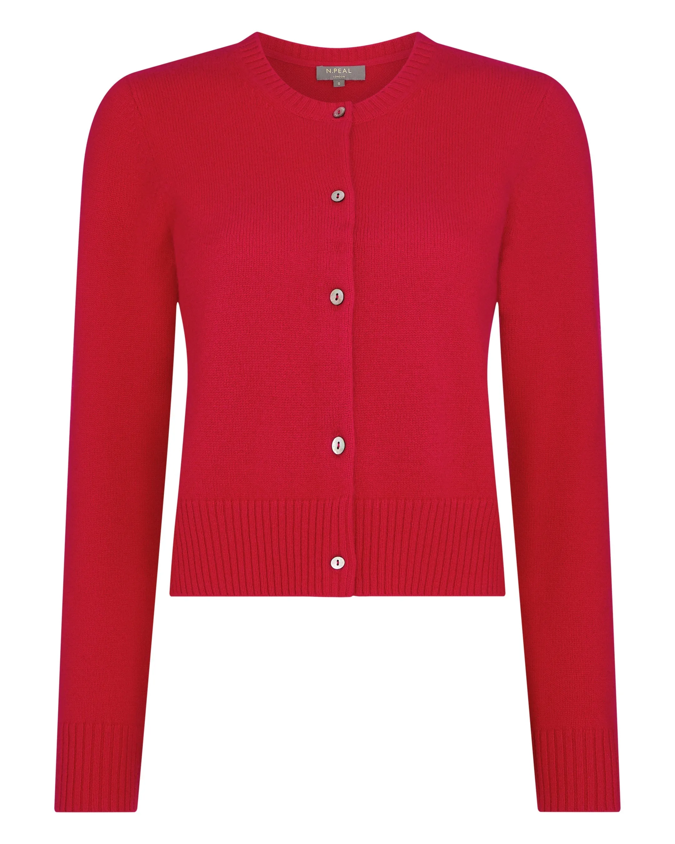 Women's Chunky Crop Cashmere Cardigan Riding Red