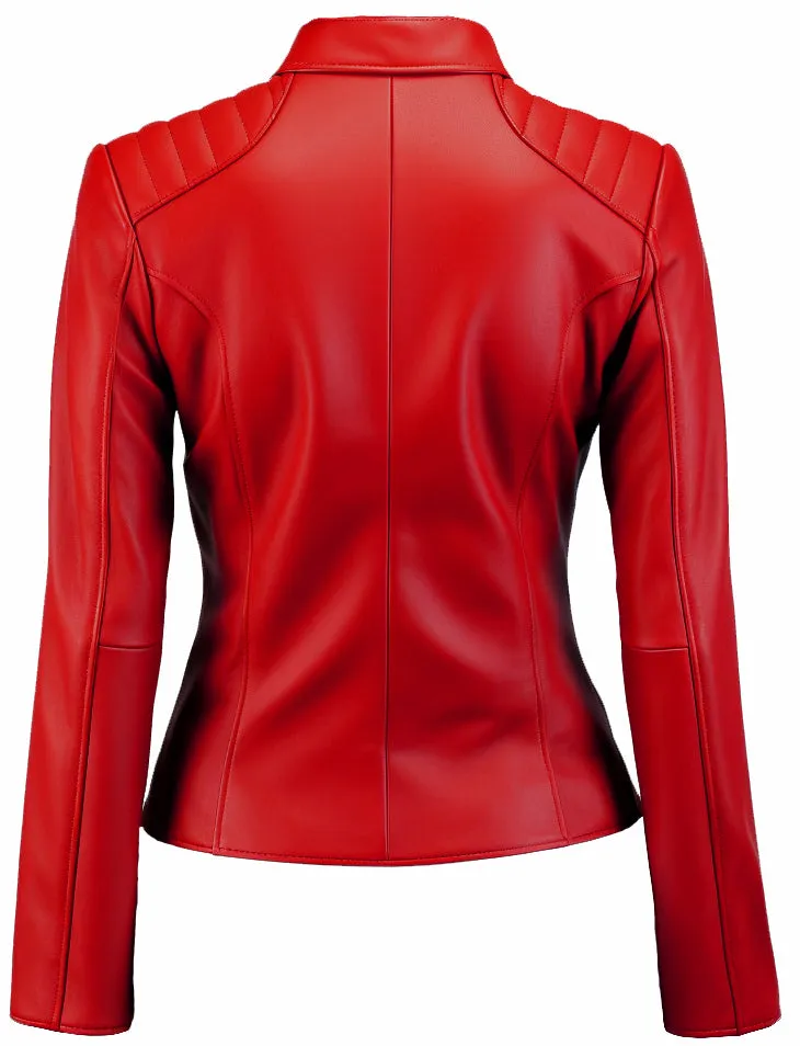 Womens Red Leather Jacket