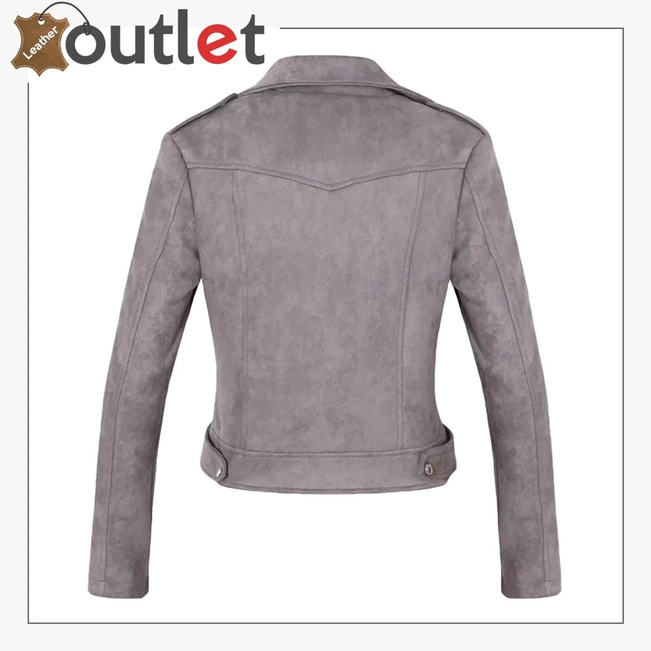 Womens Stylish Notched Collar Oblique Zip Leather Bomber Jacket