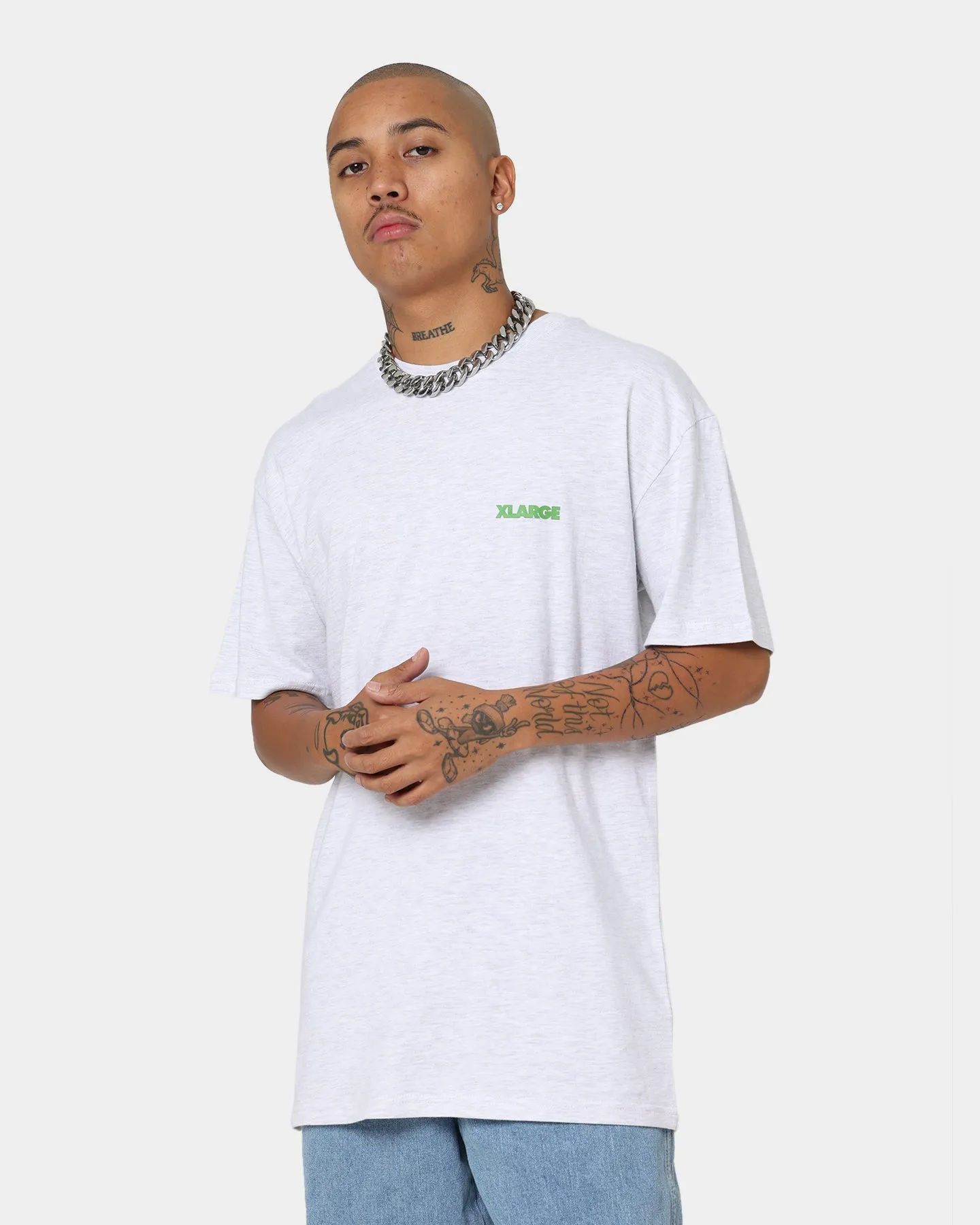 XLARGE 91 Text T-Shirt Snow Marle/Green