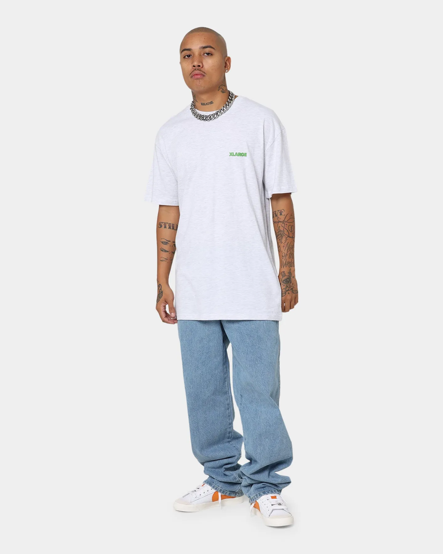 XLARGE 91 Text T-Shirt Snow Marle/Green