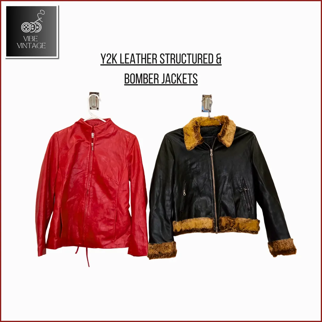 Y2K LEATHER STRUCTURED AND BOMBER JACKETS - 12 PCS